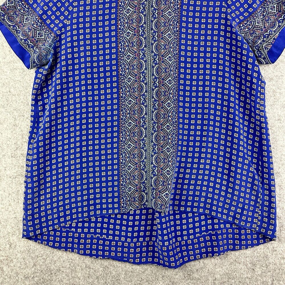 Madewell Blue Patterned Short-Sleeve Blouse - Picture 5 of 13